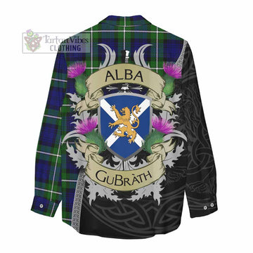 Bannerman Tartan Family Crest Women's Casual Shirt Lion Rampant Royal Thistle Shield Celtic Inspired - Tartan Vibes Clothing