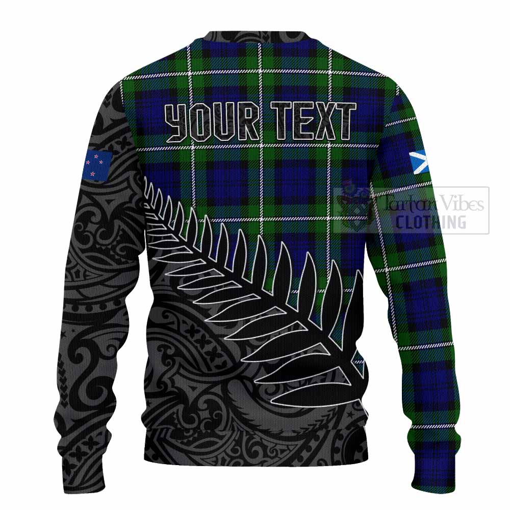 Bannerman Crest Tartan Knitted Sweater with New Zealand Silver Fern Half Style - Tartan Vibes Clothing