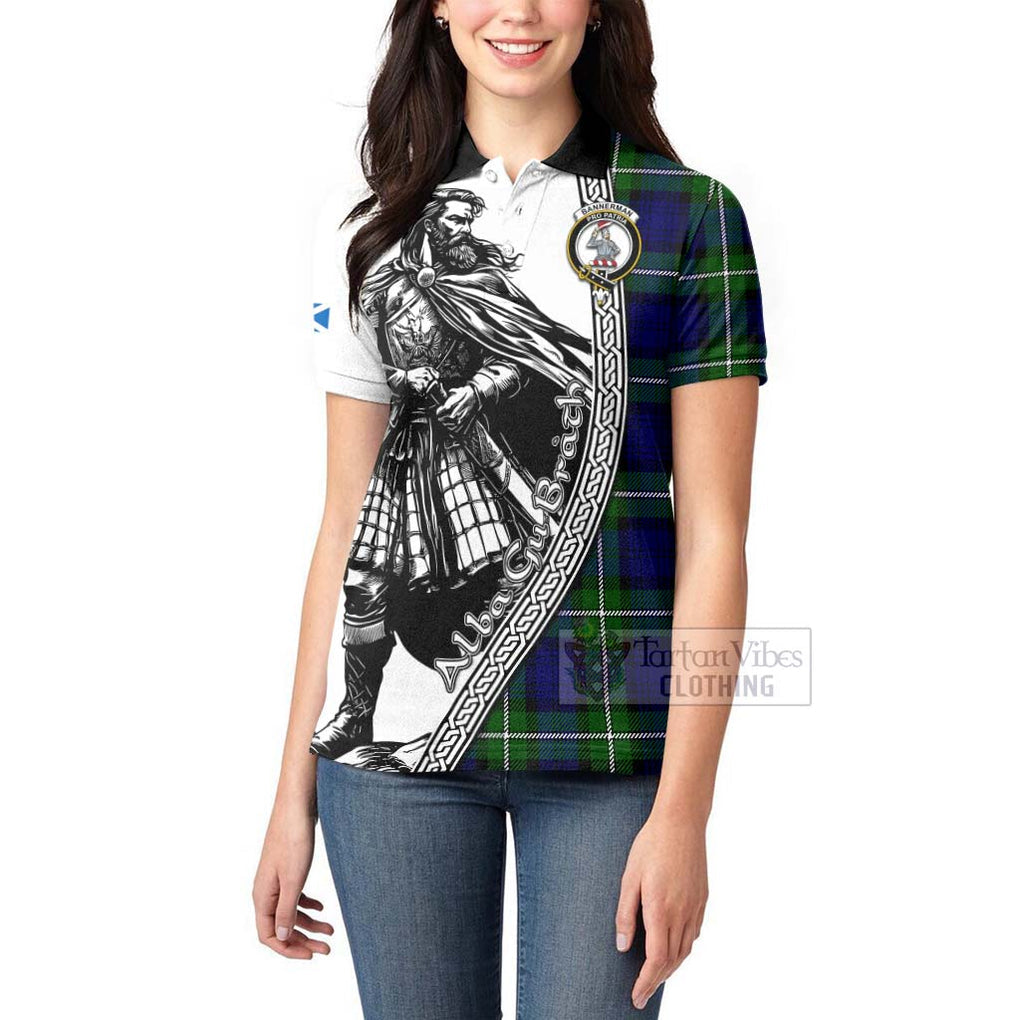 Bannerman Tartan Clan Crest Women's Polo Shirt with Highlander Warrior Celtic Style - Tartan Vibes Clothing