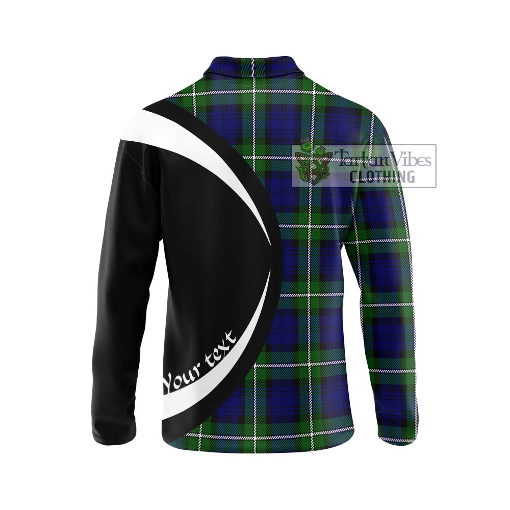 Bannerman Tartan Long Sleeve Polo Shirt with Family Crest Circle Style - Tartan Vibes Clothing