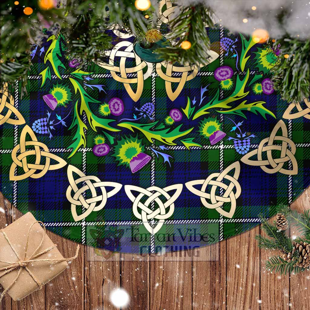Bannerman Tartan Christmas Tree Skirt with Thistle Celtic Knot Style - Tartan Vibes Clothing