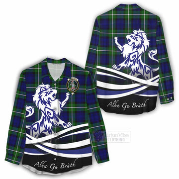 Bannerman Tartan Women's Casual Shirt with Alba Gu Brath Regal Lion Emblem - Tartan Vibes Clothing