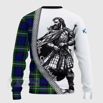 Bannerman Tartan Clan Crest Knitted Sweater with Highlander Warrior Celtic Style - Tartan Vibes Clothing