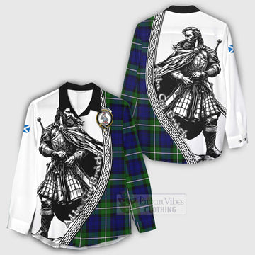 Tartan Vibes Clothing Bannerman Tartan Clan Crest Women's Casual Shirt with Highlander Warrior Celtic Style