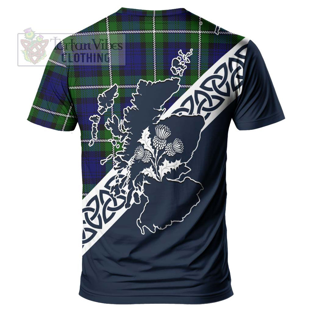 Bannerman Tartan T-Shirt Featuring Thistle and Scotland Map - Tartanvibesclothing Store