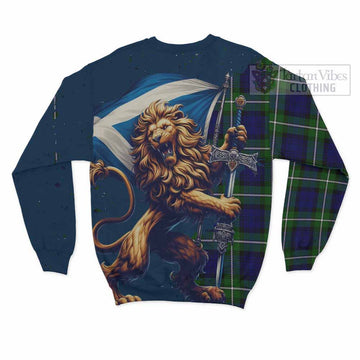 Bannerman Tartan Family Crest Sweatshirt with Scottish Majestic Lion - Tartan Vibes Clothing