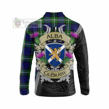 Bannerman Tartan Family Crest Long Sleeve Polo Shirt Lion Rampant Royal Thistle Shield Celtic Inspired - Tartan Vibes Clothing