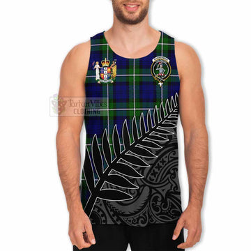 Bannerman Crest Tartan Men's Tank Top with New Zealand Silver Fern Half Style - Tartan Vibes Clothing