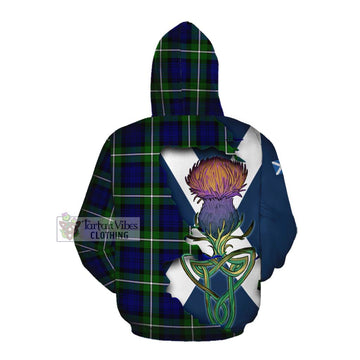 Tartan Vibes Clothing Bannerman Tartan Family Crest Cotton Hoodie Scottish Thistle Celtic Inspired