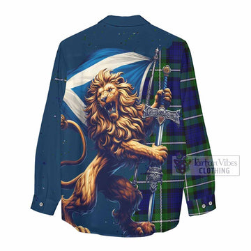 Bannerman Tartan Family Crest Women's Casual Shirt with Scottish Majestic Lion - Tartan Vibes Clothing
