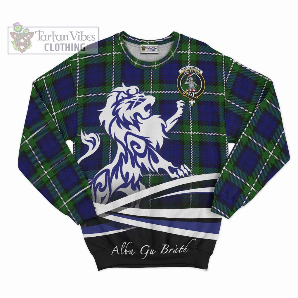 Bannerman Tartan Sweatshirt with Alba Gu Brath Regal Lion Emblem - Tartan Vibes Clothing