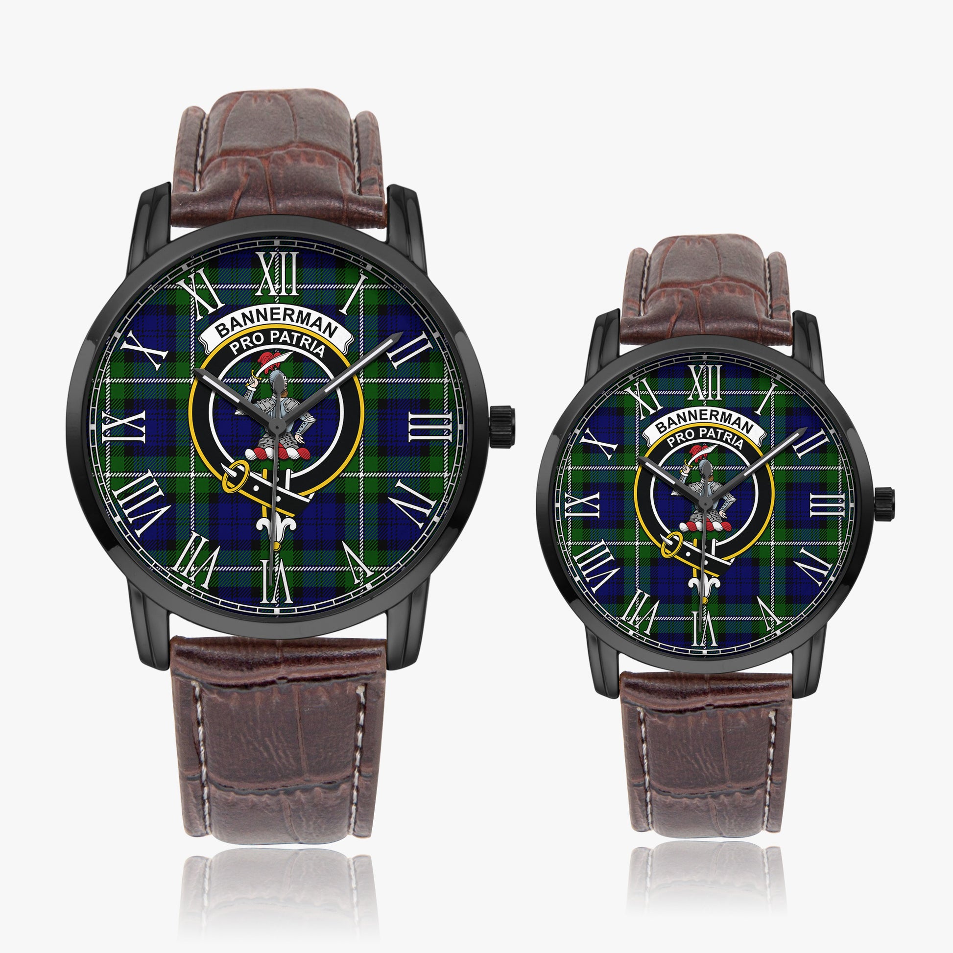 Bannerman Tartan Family Crest Leather Strap Quartz Watch - Tartan Vibes Clothing