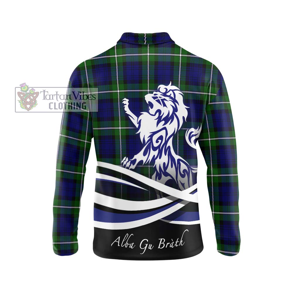 Bannerman Tartan Long Sleeve Polo Shirt with Alba Gu Brath Regal Lion Emblem - Tartan Vibes Clothing