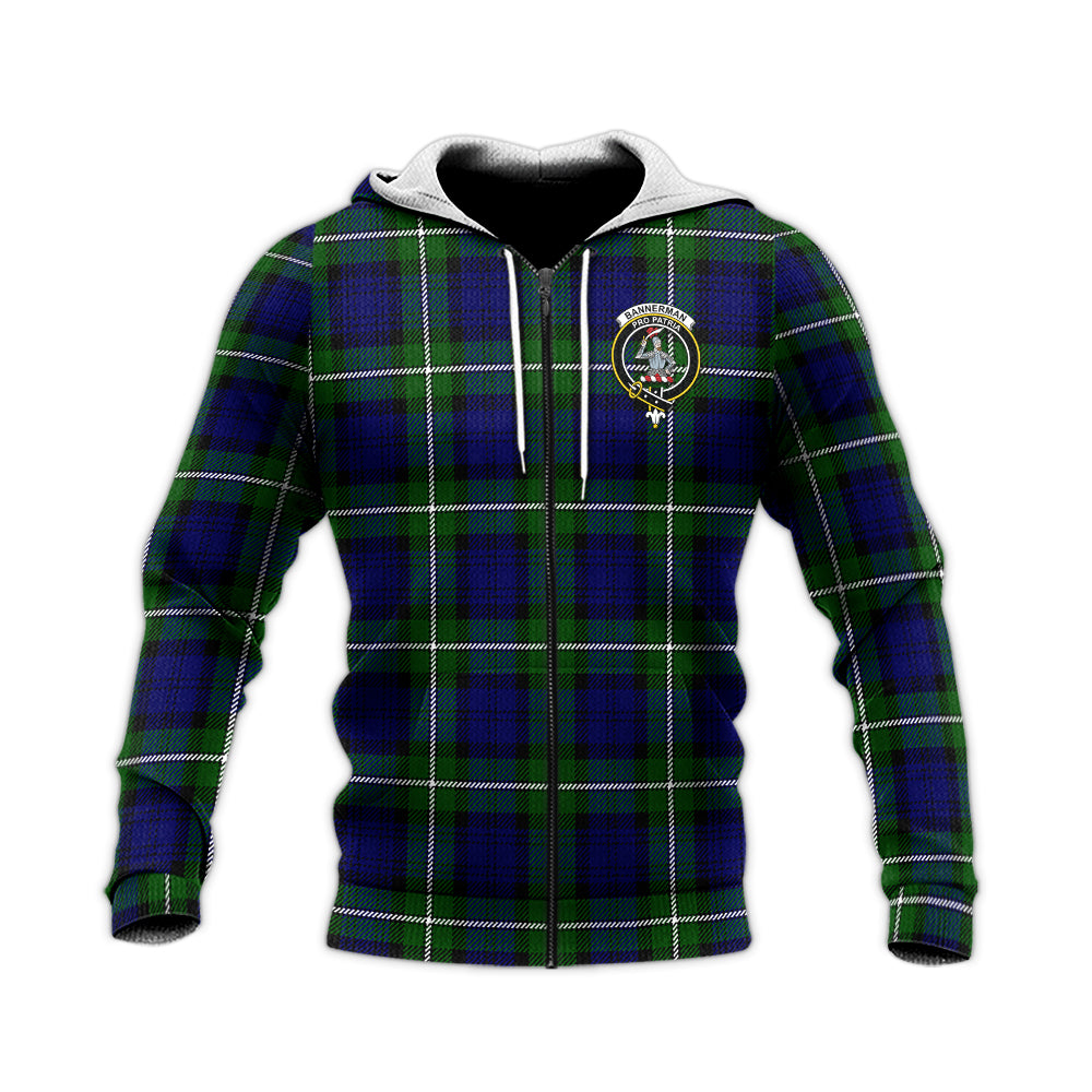 Bannerman Tartan Knitted Hoodie with Family Crest Unisex Knitted Zip Hoodie - Tartan Vibes Clothing