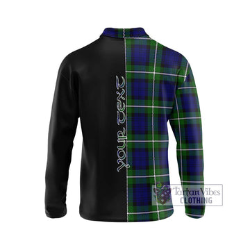 Bannerman Tartan Long Sleeve Polo Shirt with Family Crest and Half Of Me Style - Tartan Vibes Clothing