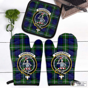 Bannerman Tartan Combo Oven Mitt & Pot-Holder with Family Crest - Tartan Vibes Clothing