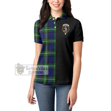 Bannerman Tartan Women's Polo Shirt with Family Crest and Half Of Me Style - Tartan Vibes Clothing
