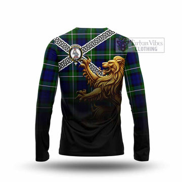 Bannerman Crest Tartan Long Sleeve T-Shirt with Golden Lion Emblem Celtic Style - Tartan Vibes Clothing