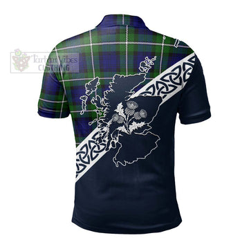 Bannerman Tartan Polo Shirt Featuring Thistle and Scotland Map - Tartanvibesclothing Store