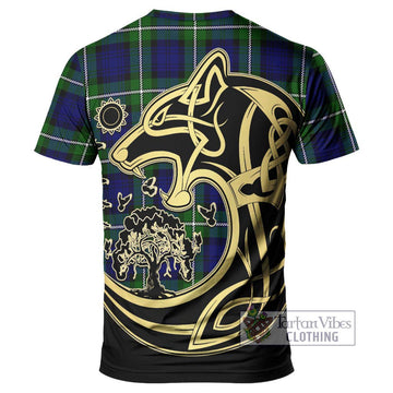 Bannerman Tartan T-Shirt with Family Crest Celtic Wolf Style - Tartan Vibes Clothing
