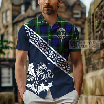 Bannerman Tartan Hawaiian Shirt Featuring Thistle and Scotland Map - Tartan Vibes Clothing