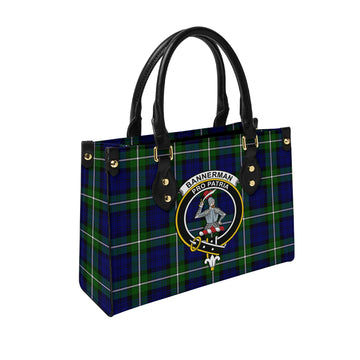 Bannerman Tartan Leather Bag with Family Crest