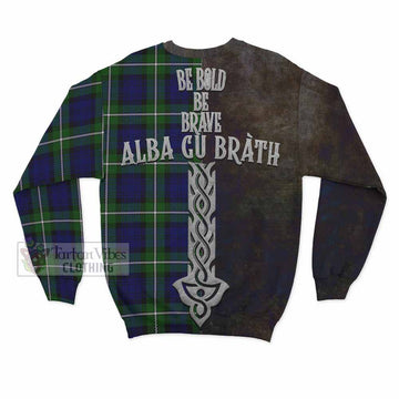 Bannerman Tartan Family Crest Sweatshirt Alba Gu Brath Be Brave Lion Ancient Style - Tartan Vibes Clothing