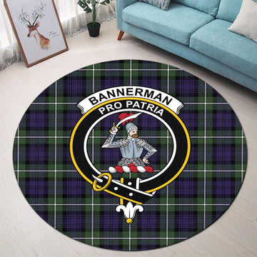 Bannerman Tartan Round Rug with Family Crest - Tartan Vibes Clothing