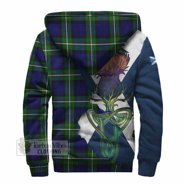 Tartan Vibes Clothing Bannerman Tartan Family Crest Sherpa Hoodie Scottish Thistle Celtic Inspired