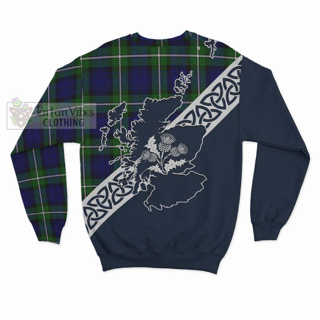 Bannerman Tartan Sweatshirt Featuring Thistle and Scotland Map - Tartan Vibes Clothing