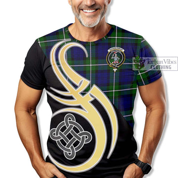 Bannerman Tartan T-Shirt with Family Crest and Celtic Symbol Style - Tartan Vibes Clothing