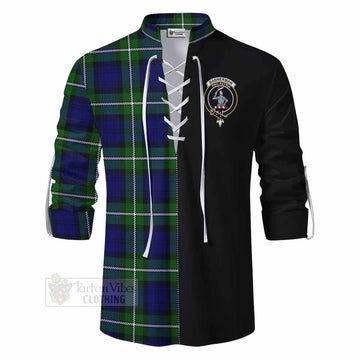 Bannerman Tartan Ghillie Kilt Shirt with Family Crest and Half Of Me Style - Tartan Vibes Clothing