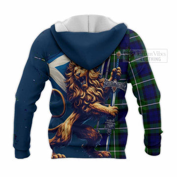 Bannerman Tartan Family Crest Knitted Hoodie with Scottish Majestic Lion - Tartan Vibes Clothing