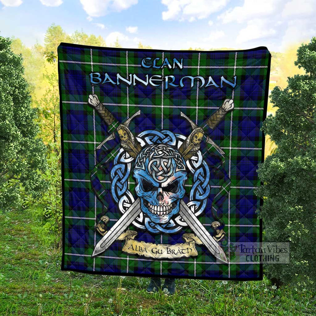 Bannerman Tartan Quilt with Celtic Skull Alba Gu Brath Style - Tartan Vibes Clothing