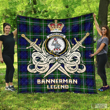 Bannerman Tartan Quilt with Clan Crest and the Golden Sword of Courageous Legacy - Tartan Vibes Clothing