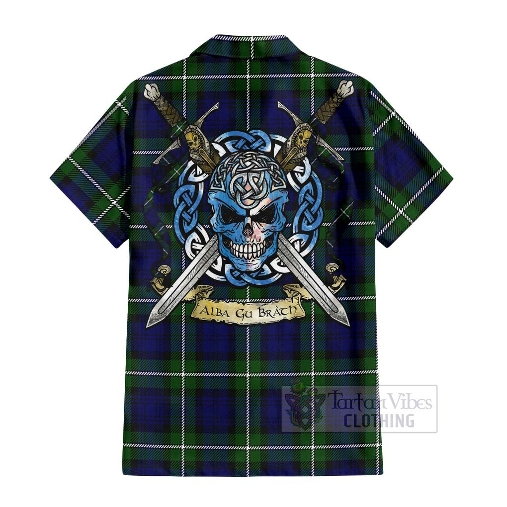 Bannerman Tartan Hawaiian Shirt with Family Crest Celtic Skull Style - Tartan Vibes Clothing