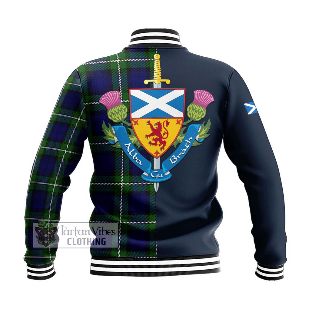 Bannerman Tartan Baseball Jacket Alba with Scottish Lion Royal Arm Half Style - Tartan Vibes Clothing