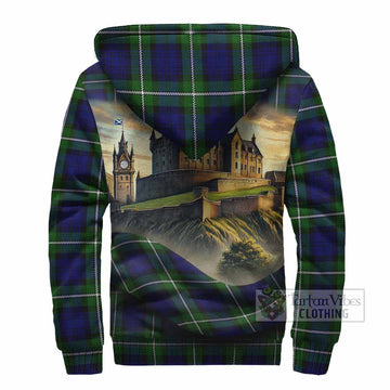 Bannerman Tartan Family Crest Sherpa Hoodie with Scottish Ancient Castle Style - Tartan Vibes Clothing