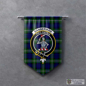 Bannerman Tartan Gonfalon, Tartan Banner with Family Crest - Tartan Vibes Clothing