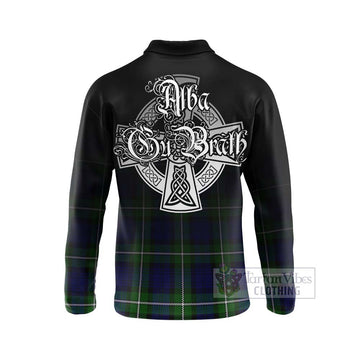 Bannerman Tartan Long Sleeve Polo Shirt Featuring Alba Gu Brath Family Crest Celtic Inspired - Tartan Vibes Clothing
