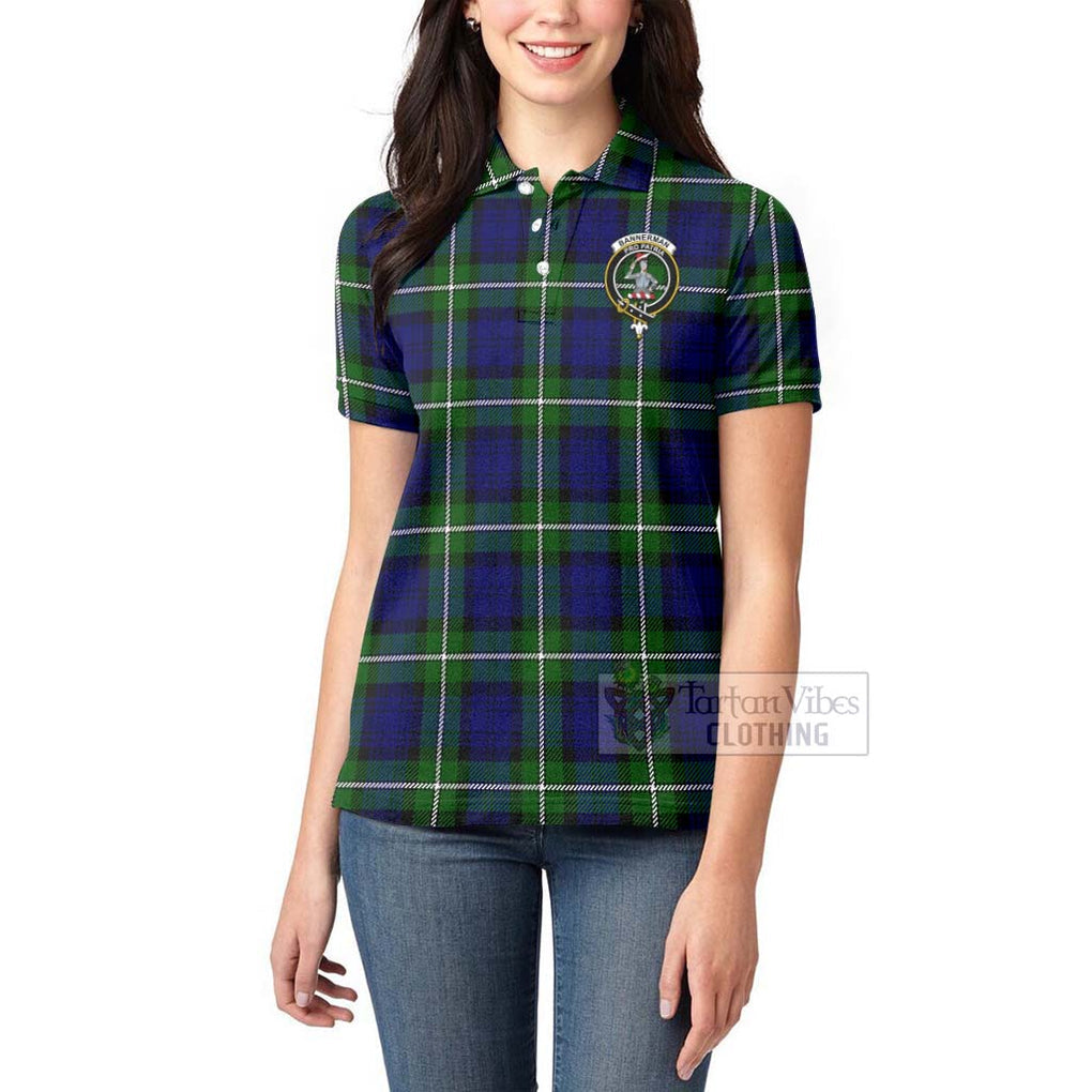 Bannerman Tartan Women's Polo Shirt with Family Crest Celtic Skull Style - Tartan Vibes Clothing