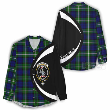 Bannerman Tartan Women's Casual Shirt with Family Crest Circle Style - Tartan Vibes Clothing