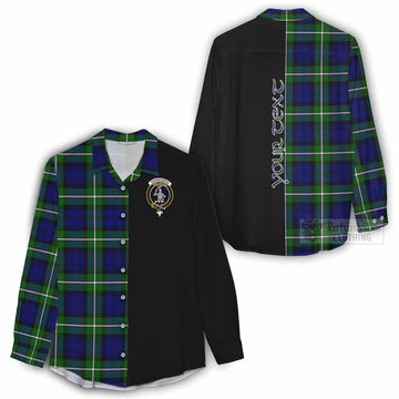 Bannerman Tartan Women's Casual Shirt with Family Crest and Half Of Me Style - Tartan Vibes Clothing