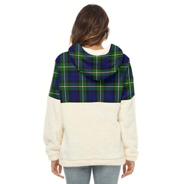 Bannerman Tartan Half Style Women's Borg Fleece Hoodie with Half Zip - Tartan Vibes Clothing