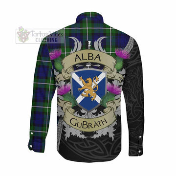 Bannerman Tartan Family Crest Long Sleeve Button Shirt Lion Rampant Royal Thistle Shield Celtic Inspired Men's Shirt - Tartan Vibes Clothing