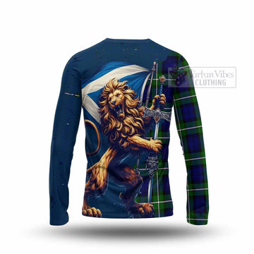 Bannerman Tartan Family Crest Long Sleeve T-Shirt with Scottish Majestic Lion - Tartan Vibes Clothing