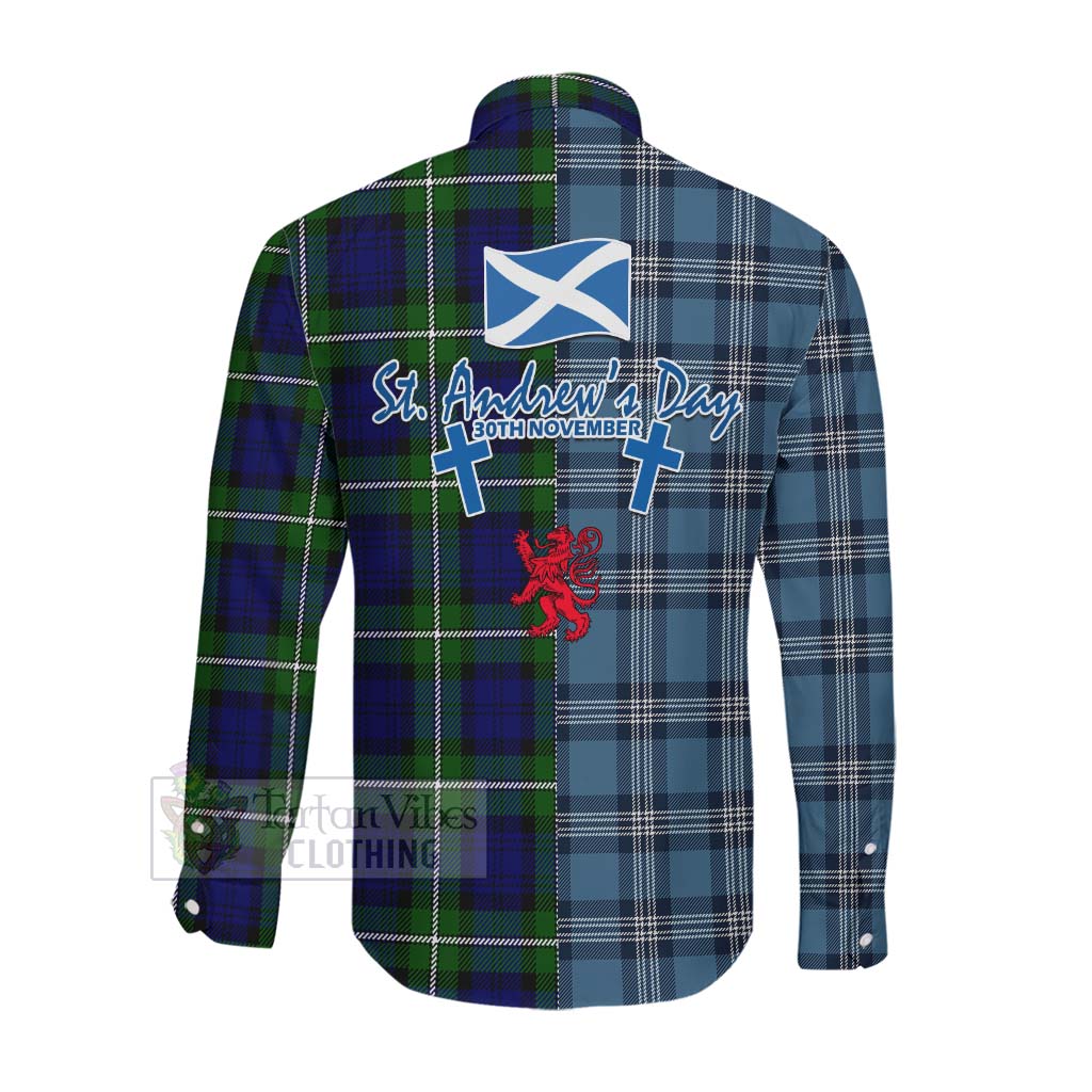 Bannerman Tartan Long Sleeve Button Shirt Happy St. Andrew's Day Half Tartan Style Men's Shirt - Tartan Vibes Clothing