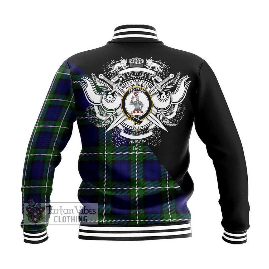 Bannerman Tartan Baseball Jacket with Family Crest and Military Logo Style - Tartan Vibes Clothing