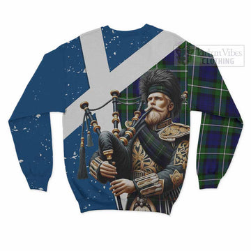 Bannerman Tartan Sweatshirt with Family Crest Scottish Bagpiper Vibes - Tartan Vibes Clothing