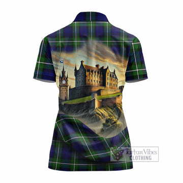 Bannerman Tartan Family Crest Women's Polo Shirt with Scottish Ancient Castle Style - Tartan Vibes Clothing